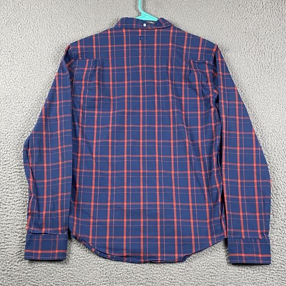 Under Armour Plaid Button Down Shirt Navy Red Women’s Size Large - Picture 7 of 8